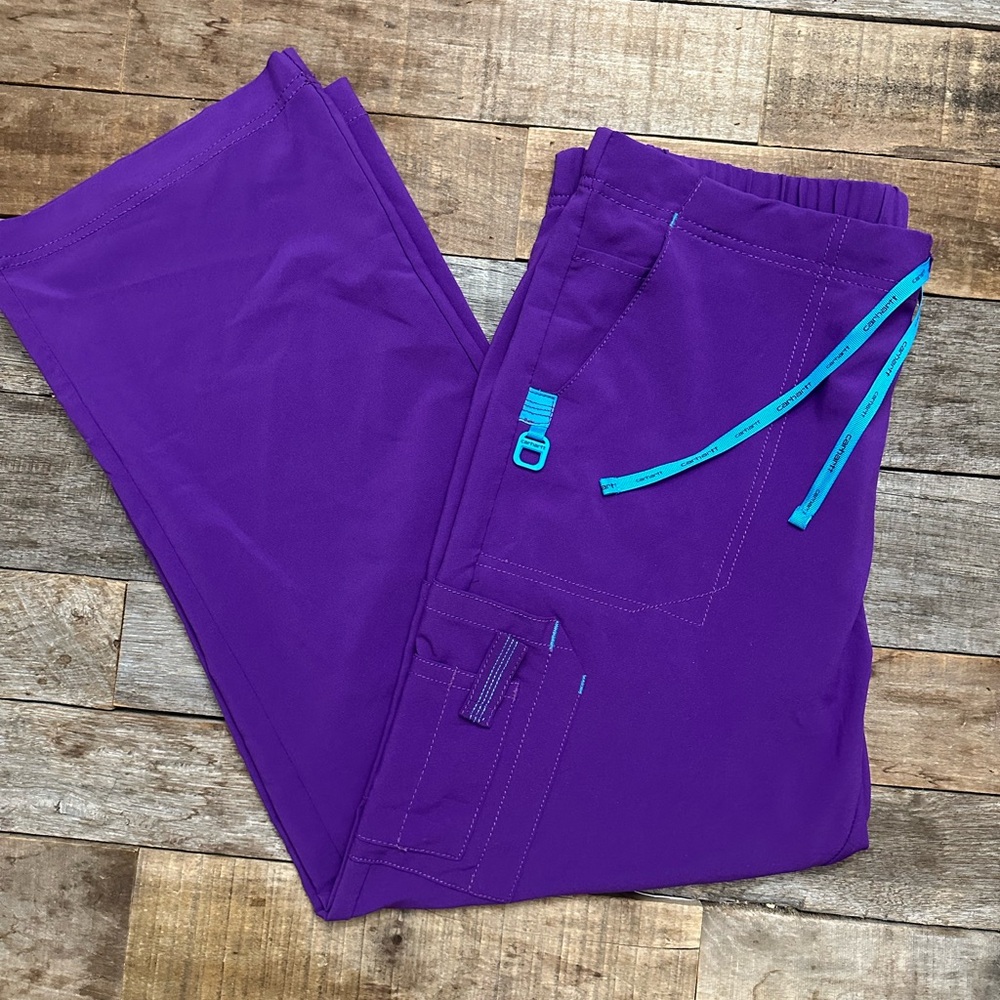 Carhartt Purple Utility Scrub Pants with Teal Accents